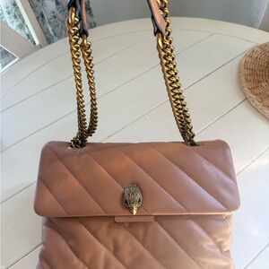 Kurt Geiger Tan Quilted Shoulder Bag with Gold Chain